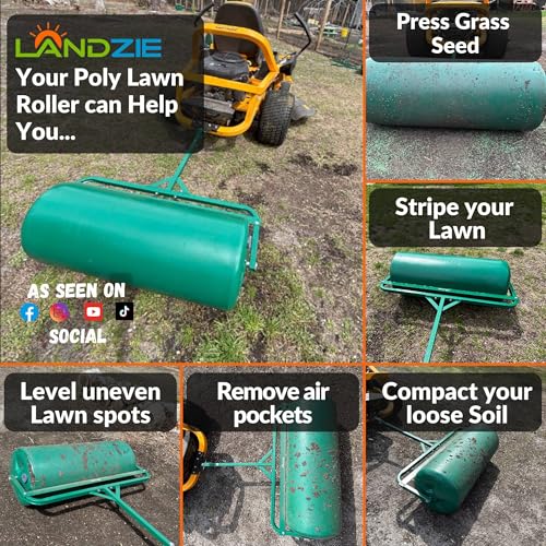 Landzie - Lawn Roller 36 Inch, Water Filled Poly Sod Roller - size: 36 Inches