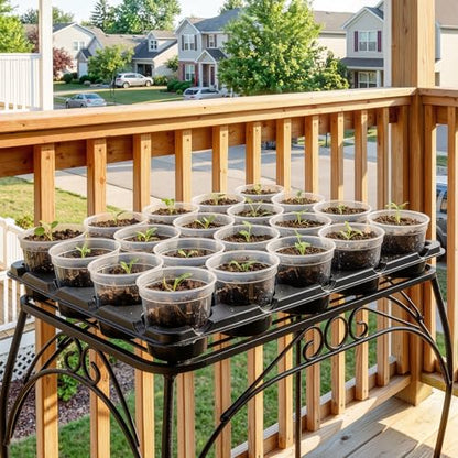 homenote 5 Pack 20 Cell Seed Starter Trays with 100 Clear 3 Inch Plant Pots - size: 3 Inch, style: 5 Pack Seed Starter Tray+Nursery Pots