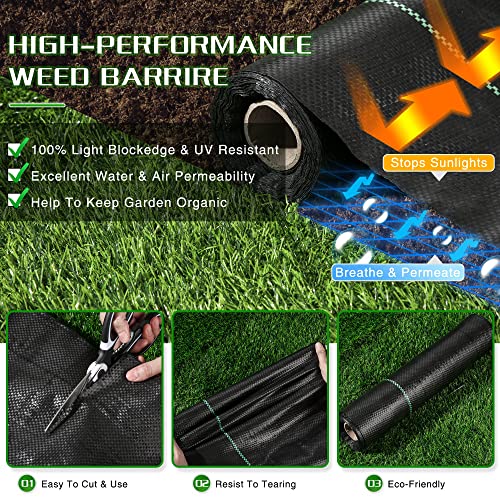 Weed Barrier Landscape Fabric Heavy Duty, 1.3FT x 100FT Thicken Garden Fabric Weed Mats, Weed Control Garden Cloth, Woven Geotextile Fabric for Garden Beds, Underlayment, Commercial Driveway - color: 1.3X100FT