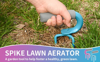 Hand Tiller Garden Tool Lawn Aerator Spike Manual Tool 2 Pack - color: Purple and Blue