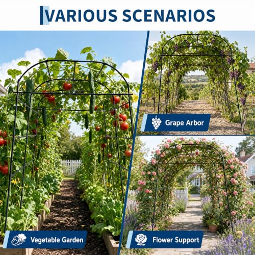Garvee Metal Garden Arch Trellis, 7.2Ft Black for Raised Beds - size: 7.2x6x5.5FT
