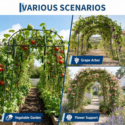 Garvee Metal Garden Arch Trellis, 7.2Ft Black for Raised Beds - size: 7.2x6x5.5FT