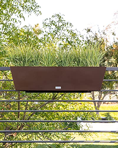 Veradek Pure Series Railing Planter - Tapered Window Box with Bracket - color: Espresso, size: 36 inch - 2 Pack