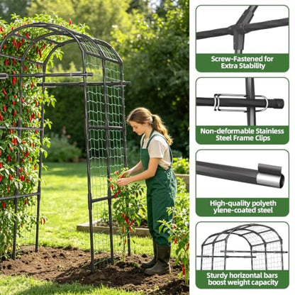Extra Wide Garden Arch Trellis,71×64×83 in Metal Plant Climbing Support - size: 71"L x 64"W x 83"H