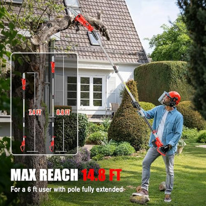 8-Inch Cordless Pole Saw Compatible with Milwaukee M18 18V Battery - color: Red