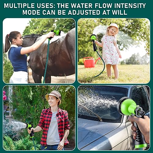 Pangda Expandable Coil Garden Hose 100 ft with Spray Nozzle, Green - color: Green, size: 100 Ft
