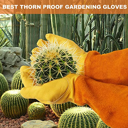 Long Gardening-Gloves Women/Men-Thorn proof Rose Pruning Heavy Duty Gauntlet-M - color: Yellow, size: Medium (Pack of 1)