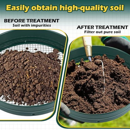 Funnymoom Large Soil Sifter for Gardening with 5 Pcs Compost Screen, Green - color: Green