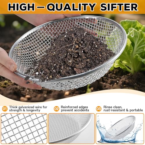 Sifter.Size 1/4" Mesh Soil Sifter Sieve - Heavy Duty Galvanized Screen for Compost, Dirt, Rocks, Gravel & Garden - Fits 5 Gallon Bucket, Rust-Resistant - Composting & Sifting Tool - style: 1/4 In