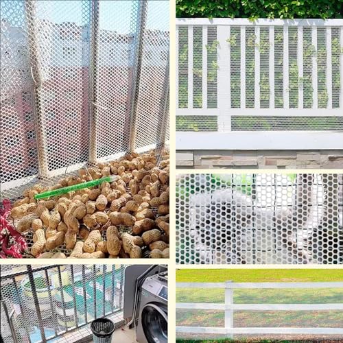 Plastic Wire Mesh Fence 16in x 10Ft Plastic Chicken Wire Mesh for Poultry, Dogs, Rabbit, Snake Barrier & Gardening Versatile Plastic Fencing (16in x 10Ft, White) - color: White, size: 16in x 10Ft