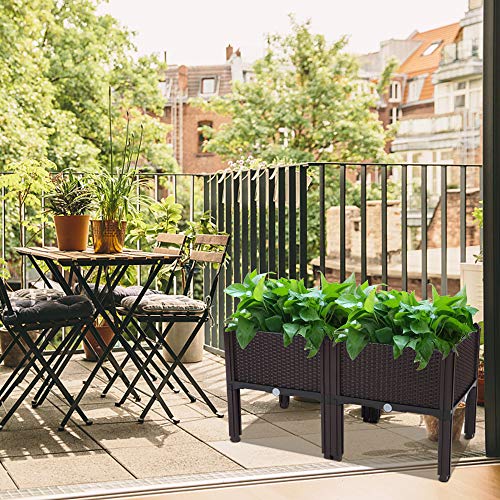 Raised Garden Beds, Planter Box, Self-Watering Plastic Planter for Indoor Outdoor Vegetables, Fruits, Potato, Flowers (2 Pcs) - size: 2 Pcs