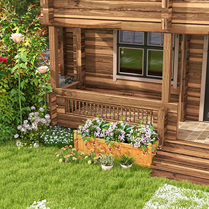 S AFSTAR Wooden Raised Garden Bed, Outdoor Rectangular Plant Box W/Drainage Holes, Wood Raised Planter for Vegetable Fruit Flower, Rise Planter Container for Yard Patio Garden 43.5" L x 16" W x 14" H - size: 43.5" x 16" x 14"