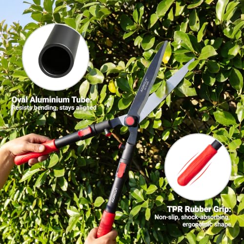 AGRICUT Telescopic Hedge Shears – Heavy Duty Garden Shears with Patented Wavy Blade, High Carbon Steel, Extendable Aluminium Handles 700-930mm – For Precision Trimming of Tall Hedges - style: Wavy Blade (Telescopic)
