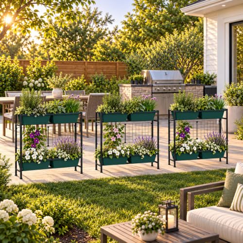 OYEAL Raised Garden Bed with Legs & & Trellis 32" Tall Vertical Herb Garden Planter Indoor Outdoor Elevated Flower Beds for Gardening, Vegetables, Herbs, Patio, Balcony, Backyard, Green - color: Green