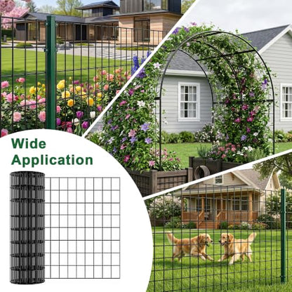 Black PVC Coated Welded Wire Fence 2FT(24") x 50FT, 16GA Garden Fencing Roll - size: 24in50FT