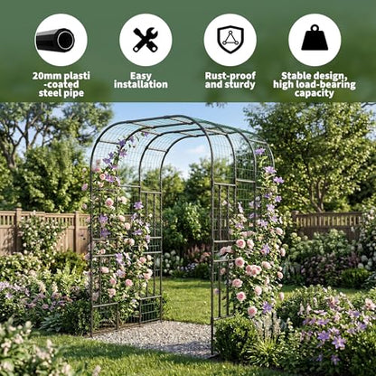 Garvee Metal Garden Arch Trellis, 7.5 Ft Black - size: 7.5 x 5 x 4 Ft