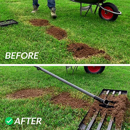 Walensee Lawn Leveling Rake, Reinforced Leveler with 6.5FT Steel Handle - size: 6.5FT 17"x10"