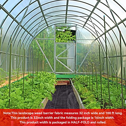 32inchx100ft Weed Barrier Landscape Fabric Heavy Duty, Weed Block Gardening Ground Cover Mat, Weed Control Garden Cloth, Woven Geotextile Fabric for Underlayment, Commercial Driveway Fabric - size: 3.2oz-32Inch*100ft