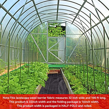 32inchx100ft Weed Barrier Landscape Fabric Heavy Duty, Weed Block Gardening Ground Cover Mat, Weed Control Garden Cloth, Woven Geotextile Fabric for Underlayment, Commercial Driveway Fabric - size: 3.2oz-32Inch*100ft