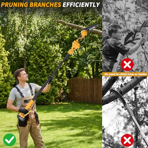2-in-1 8 Inch Brushless Electric Pole Saws for Tree Trimming - color: Yellow05