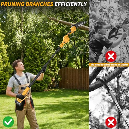 2-in-1 8 Inch Brushless Electric Pole Saws for Tree Trimming - color: Yellow05