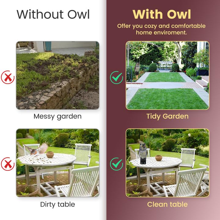 Owl Decoys to Scare Birds Away, Waterproof Owl Statue for Garden - size: Large