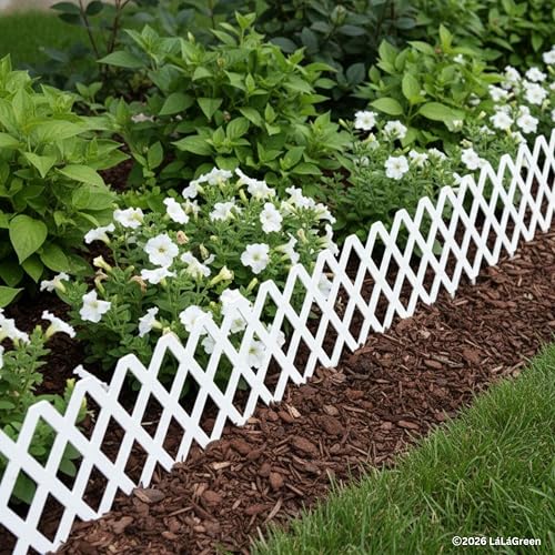 LaLaGreen Garden Edging Border (23x8.5in, 10 Pack) White Plastic Fence - color: White x 10