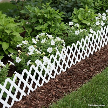 LaLaGreen Garden Edging Border (23x8.5in, 10 Pack) White Plastic Fence - color: White x 10