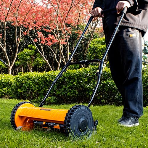 Walensee 16-Inch Manual Lawn Mower, 5-Blade Push Reel, 4 Heights - size: 16-Inch No Catcher