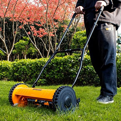 Walensee 16-Inch Manual Lawn Mower, 5-Blade Push Reel, 4 Heights - size: 16-Inch No Catcher