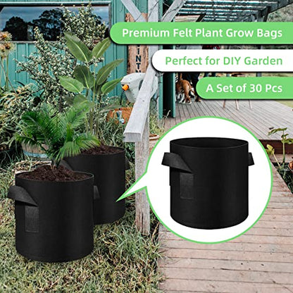 10 Gallon Garden Grow Bags, 30 Pack 10 Gal Planter Bags Fabric Pot Bags, Nonwoven Grow Bags Heavy Duty Aeration Pots with Handles, Garden Fabric Planters for Vegetables Flowers (Black) - color: Black-30 Pack