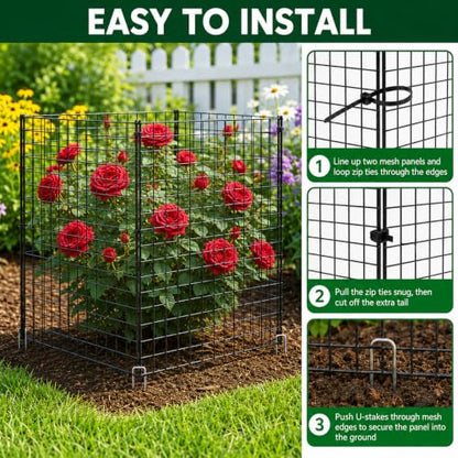 5 Pack Plant Protectors from Animals 12'' x 12'' with Stakes Nylon Ties - size: 5PACK-12*12inch