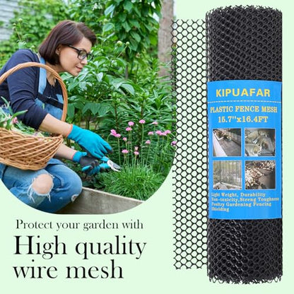Pet Proof Barrier Net, Black Plastic Chicken Wire Mesh Fencing 15.7IN x 16.4FT, Balcony Cat Safety Net & Garden Snake Barrier, Heavy Duty Protection for Chicken Coops, Rabbit Hutches, Dog Kennels - color: Black, size: 15.7 IN * 16.4 FT