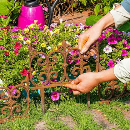 Sungmor Cast Iron Garden Edging, 10.6 Inches Tall 4 Pack Full Rusted - color: Full Rusted - 10.6inch Tall