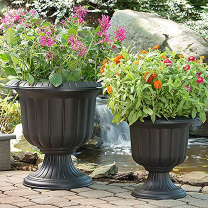 Root & Vessel, Classic Urn Planter, Black, 14-Inch - color: Black, size: 14 Inch