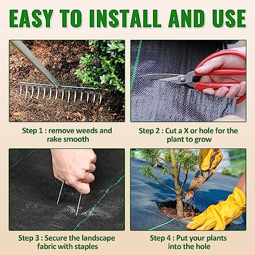 6ft x 300ft Weed Barrier Landscape Fabric Heavy Duty Premium Weed Control Fabric Durable & Eco-Friendly Weed Block Gardening Mat (3.2oz) (LTTY-W6-300) - size: 6ft x 300ft