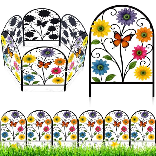 Yaocom 6 Pack Flower Garden Fence 16.5" H x 11.8" W Yard Decor - style: Flower