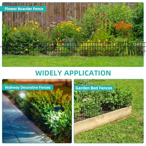 30 Panels Animal Barrier Fence, No Dig Fences, 13in(H) X 42.5ft(L) Garden Fence Animal Barrier for Rabbit and Dog Under Fencing Barrier, Rustproof Metal Fences Border for Outdoor, Yard, Patio - size: 30 Panels-42.5ft(L)x13in(H)
