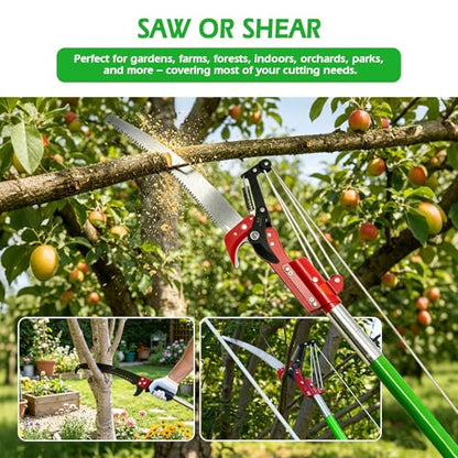 Manual Pole Saw, 27 Ft Tree Pruner with Scissors