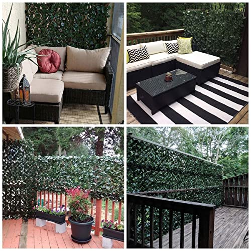 DOEWORKS Expandable Faux Ivy Trellis Fence, Patio Privacy Screen, 4 Pack - color: Green, size: 16 x 45 in, 4 Panel