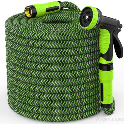 NON-EXPANDABLE Garden Hose 75ft x5/8'', Heavy Duty Flexible Water Hose with 10-Function Sprayer, Lightweight, Leak Proof, Durable Fabric Skin, Pressure Resistant for Yard, Outdoor - size: 75ft