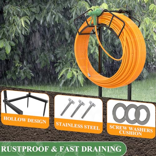 Qatsrin Super Stable Garden Hose Holder, Water Hose Reel holds 160ft, Black - color: Black