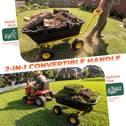 Sekey Garden Dump Cart, 1000 lb Capacity, Quick-Release Bed - color: Black, size: 1000lbs