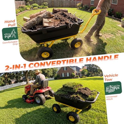 Sekey Garden Dump Cart, 1400 lb Capacity, Towable, 10 in Tires - color: Black, size: 1400lbs