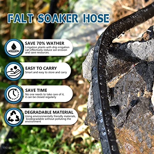 4-Pack Flat Soaker Hose 25FT for Garden Beds Linkable - size: 25FT 4Pack