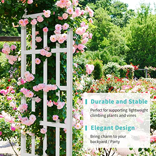 VINGLI Vinyl Garden Arbor, PVC Wedding Arch for Ceremony Party, Garden Trellis for Climbing Plants Outdoor, Arch Backdrop Stand for Garden, Backyard, Lawn - color: White, size: 39.5in