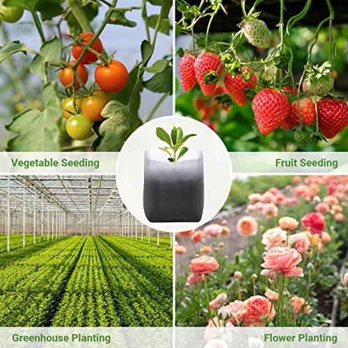 GREANER 100PCS Biodegradable Seedling Bags, 9.8x11 inches Thickened Non-Woven Plant Nursery Bags, Transplant Pots Grow Pouch for Vegetables, Flowers, Fruits, Trees, Home Garden Supply - size: 9.8"x11"/100pcs