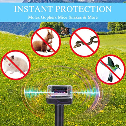 12 Pcs Mole Repellent Solar Powered Ultrasonic Gopher, Large - size: Large