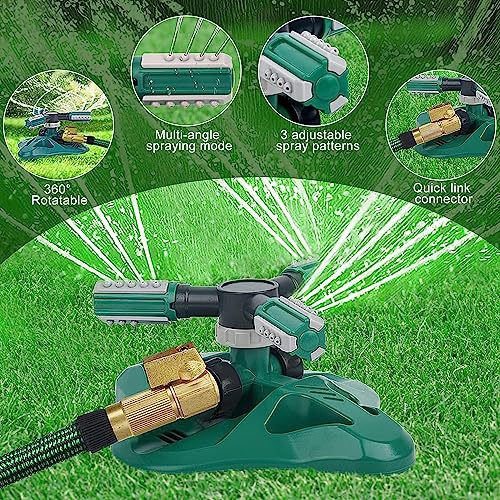 Garden Sprinkler,Upgrade Lawn Sprinklers Automatic 360 Degree Rotating Irrigation System, Garden Hose Sprinkler for Yard/Built in 36 Units Angle Spray Nozzles-1Pack(Green) - color: Green