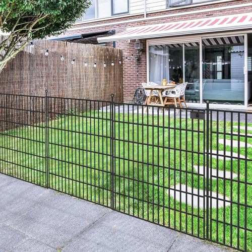 15 Panels No Dig Garden Fence with Gate, 32 in(H) X36.3 ft(L) Metal Fence Panels, Thickened Rustproof Garden Fencing, Animal Barrier Fence for Dogs, Rabbits, and Patio - size: 32 in(H)×29in(L)